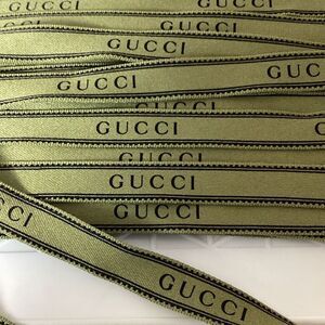 Authentic GUCCI Ribbon Olive Green Sell By The Yard 5/8” Wide New